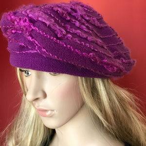 BETMAR New York Purple Knit Beret Hat